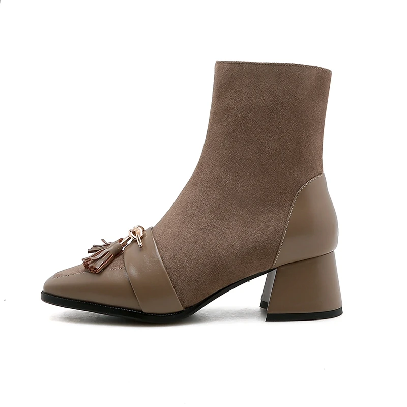 Borla Gruesos Punta Con Mujer Size34 Zapatos Botas Causal De cal 40 Cremallera Tacones Moda Mujeres Cr1325 Enmayer Tobillo Black Med xq86Zwzn1W