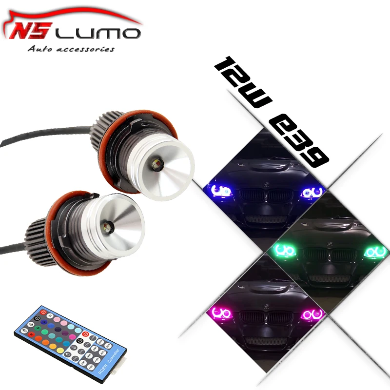 

2x12W 24W High Power Cree Led Chips RGB Led Marker Angel Eyes IR Remote Control Color-Changing For BMW E65 E87 E39 E60 E61