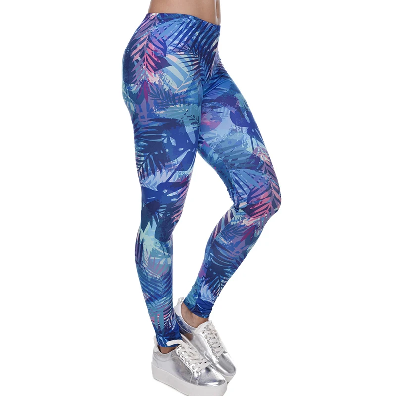 

Fashion Tropical leaves Leggings Women Girl Digital 3D Printed High Waist Streched Leggings