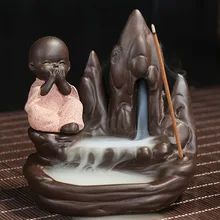 Курильница для благовоний+ 10 шт. конусов для благовоний, креативный домашний Декор маленький монах кадило в виде маленького Будды горелка для благовоний