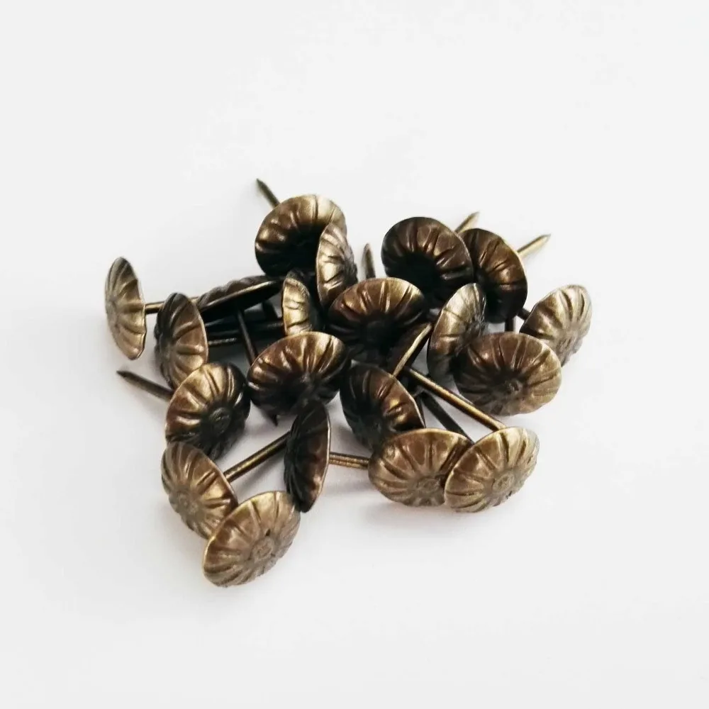 Flower Upholstery Nail Jewelry Chest Wine Box Case Furniture Sofa Door Decor Tack Stud Pushpin Hobnail Large Head Doornail 50pcs