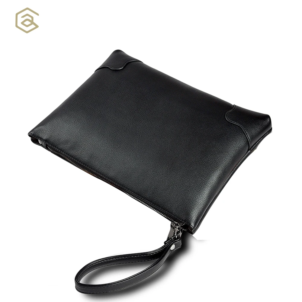 

AHRI Men Business Casual bag for Male Black Soft PU Leather Men's Gentlemen Fashion Shoulder Bag Vintage Envelope clutch Men Bag
