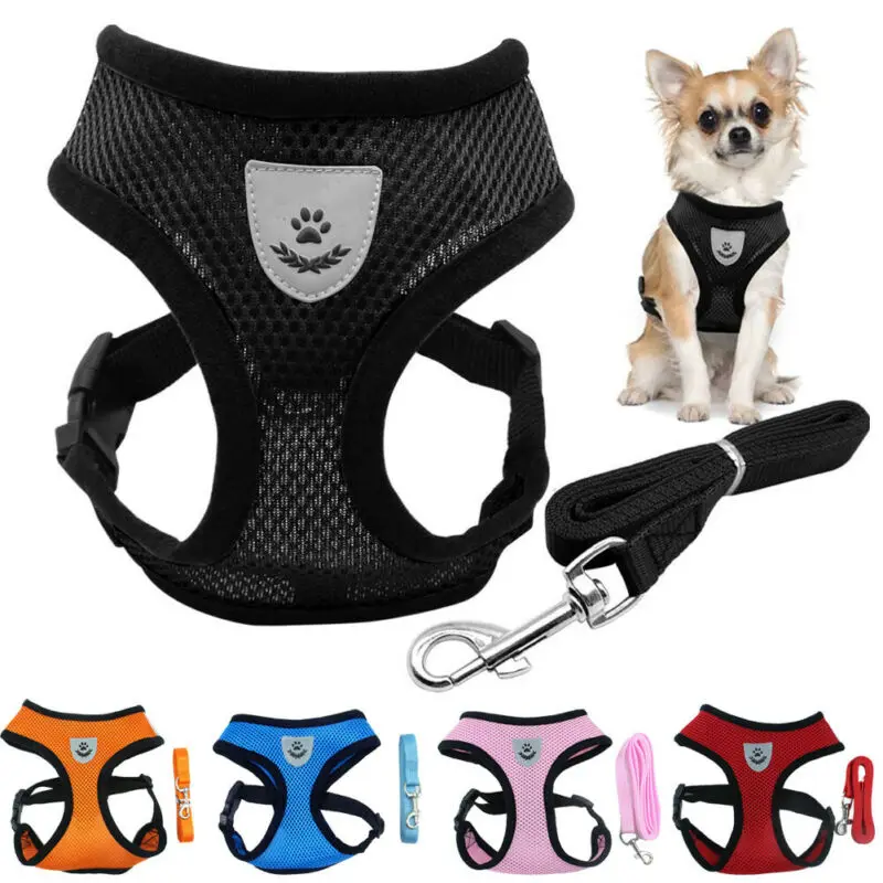 2019 New Reflective Dog Harnesses Leash Nylon Pet Cat Soft Mesh Vest Small Medium Puppy | Дом и сад