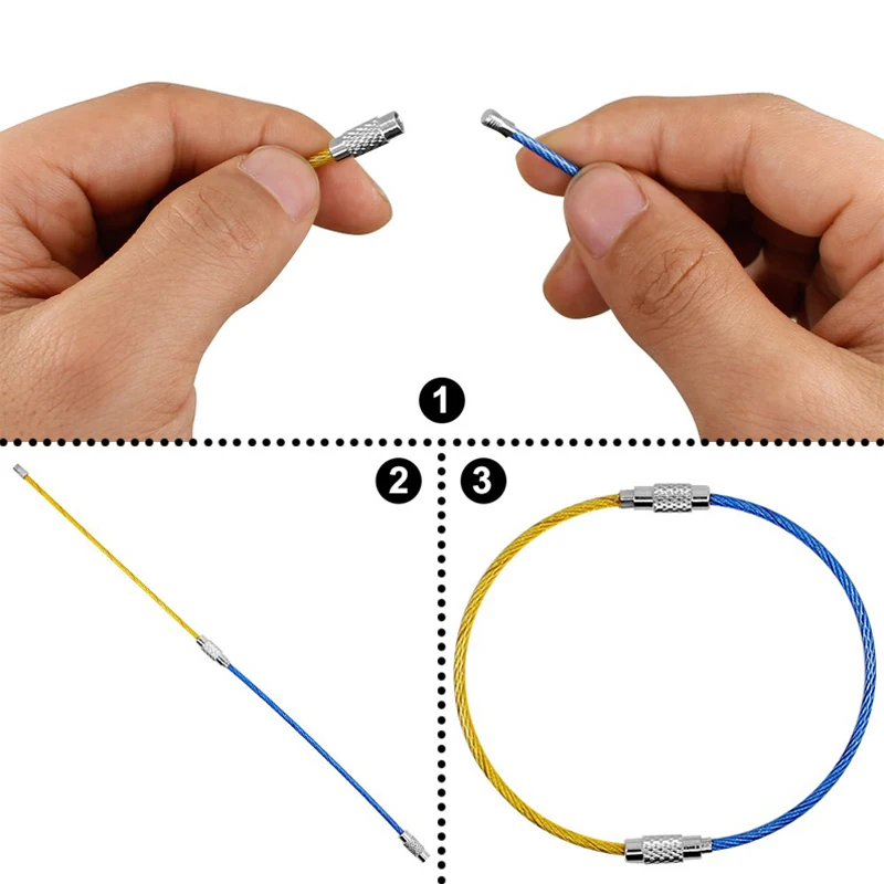 10 шт./лот, красочный EDC брелок, нержавеющая сталь, инструменты для улицы, карабин, брелок, брелок, трос, держатель для ключей, винтовой замок