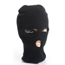 Мягкая акриловая Балаклава с тремя отверстиями маска для защиты лица Вязаная мужская шапка зимняя черная Лыжная Шапка велосипедная ветрозащитная