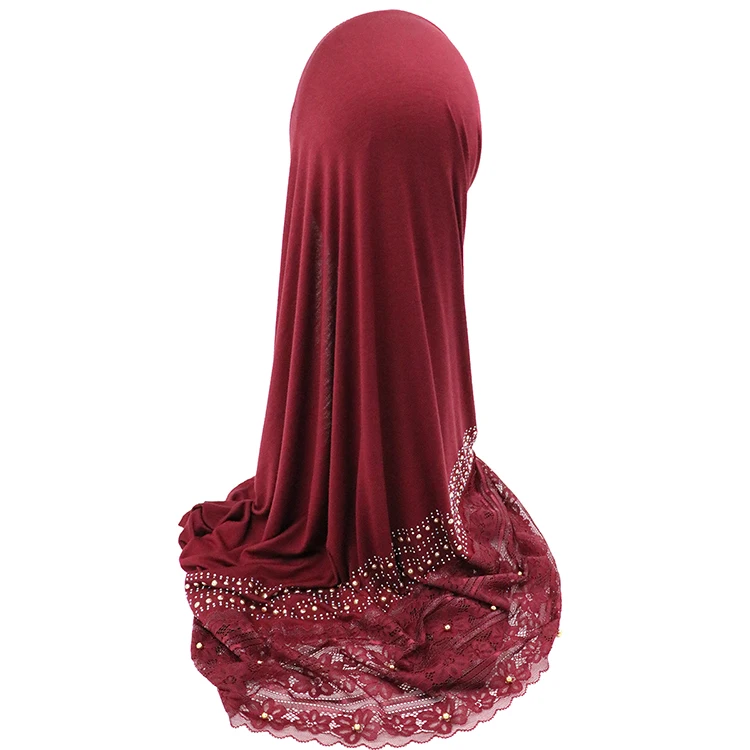 

170 * 70cm New Lace Beaded Cotton Scarf Ladies Beautiful Knitted Autumn Winter Muslim Long Scarf