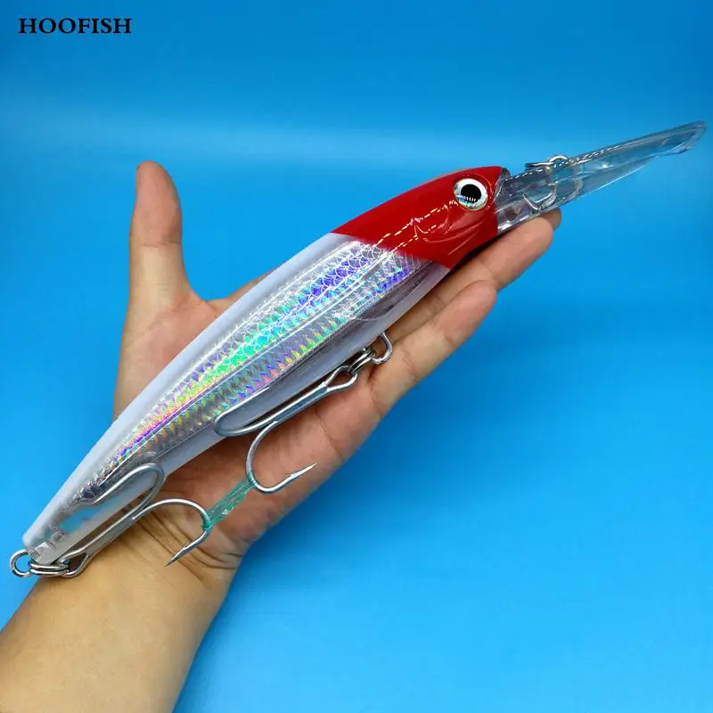 HOOFISH 1 шт. 117 г большая блесна ловля рыбы на блесну блесны 20 см большой язык твердая приманка Высокое качество глубокая приманка для морской рыбалки крепкие крючки - Цвет: 1pcs red