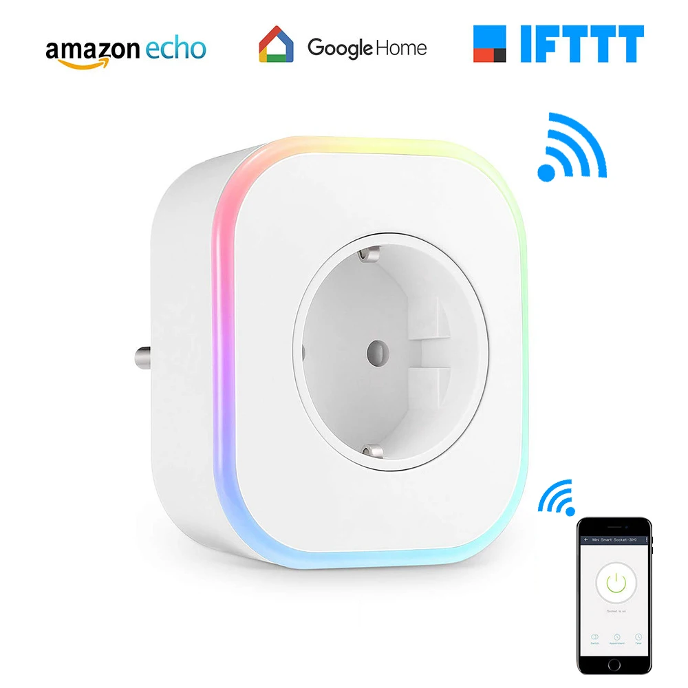 

Mini Wifi Smart Socket Timer Function RGB Usb Socket Wall APP Remote Control EU Plug Outlet Works With Google Home Alexa IFTTT
