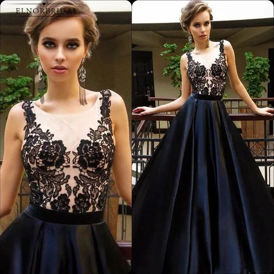 Modest Black Lace Prom Dresses 2021 