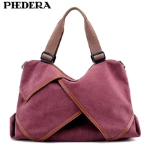 Бренд PHEDERA, тренд, женские сумки на плечо, большая вместительность, высокое качество, холщовые сумки для женщин, повседневная винтажная сумка, Прямая поставка