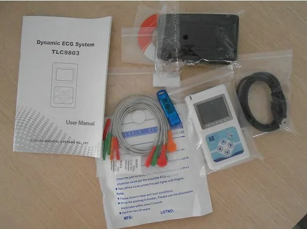 3 канала ЭКГ холтеровский, 24 часа регистратор анализатор EKG холтеровский монитор системы, электрокардиограф TLC 9803