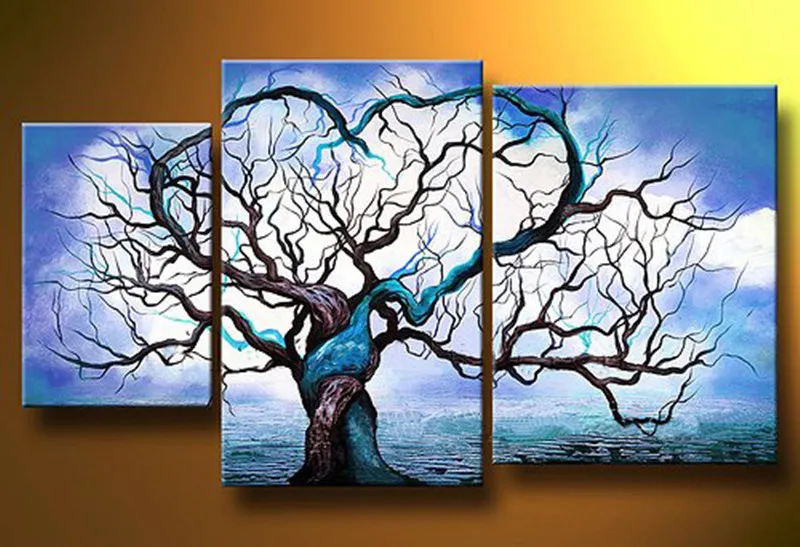 Hand Painted Canvas Oil Painting Home Decor Wall Art Picture Modern Abstract Colorful Tree Landscape Paintings 3 Panels
