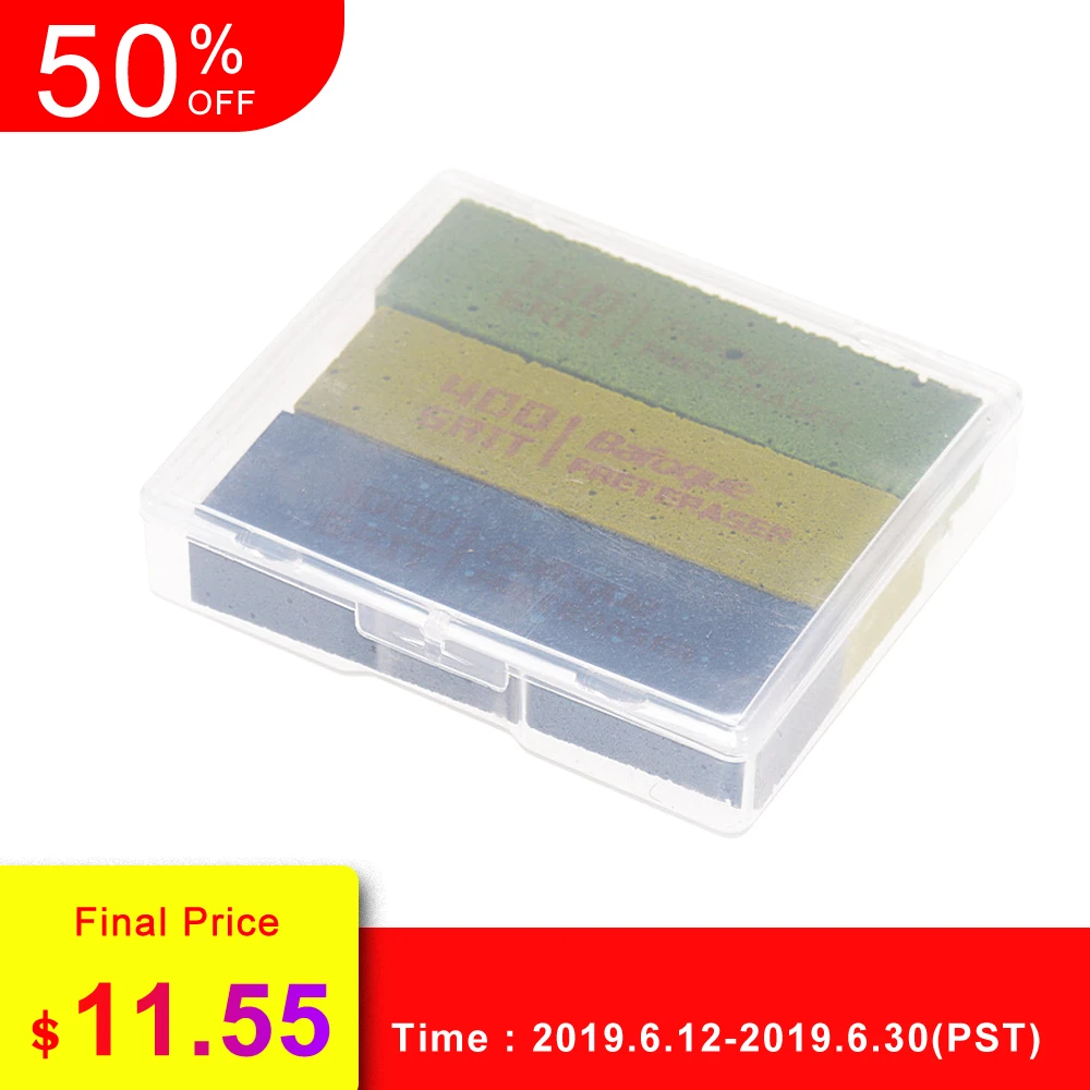 

Guitar Fret Polishing Erasers Abraisive Rubber for Fret Wire 180 Grit & 400 Grit &1000 Grit Set of 3pcs Guitar Maintain Tool Kit