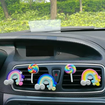 

MR TEA Car Ornaments Air Conditioning Vents Perfume Clip Rainbow Lollipop Air Freshener Fragrance Creative Auto Interior Decor