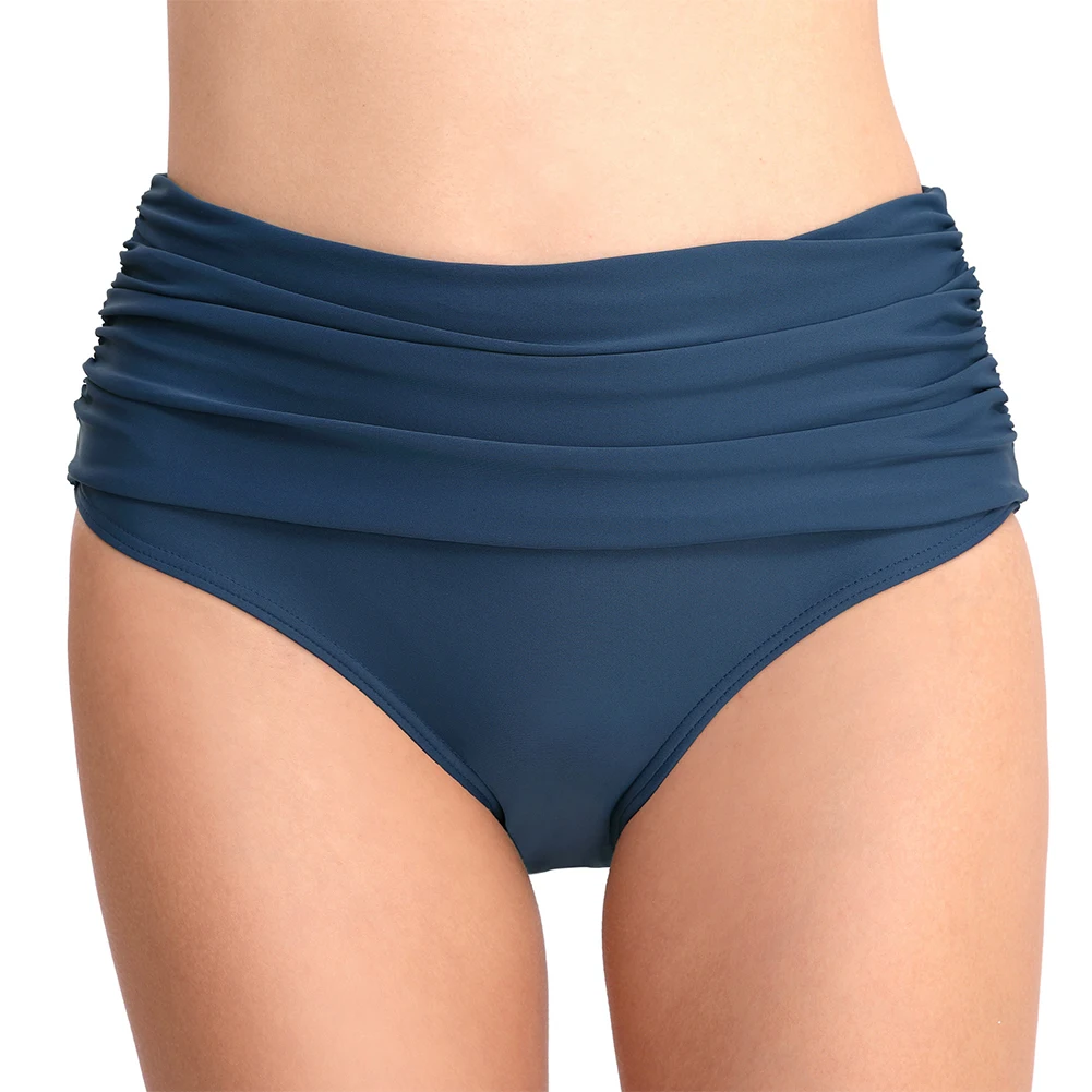 

Elasticity Folds Waist Underwear Swimming Trunks Vintage Breathable Soft Short Briefs Single Piece High Waist Polyester Swimwear