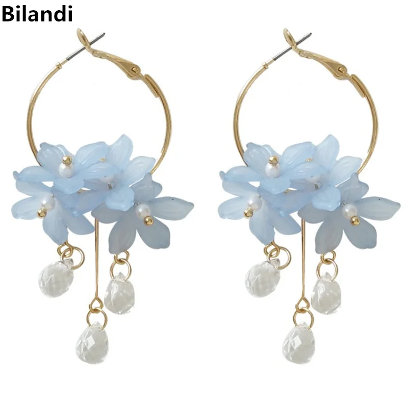 

Sweet Flower Pearls Beads Round Circle Earrings For Women Jewelry
