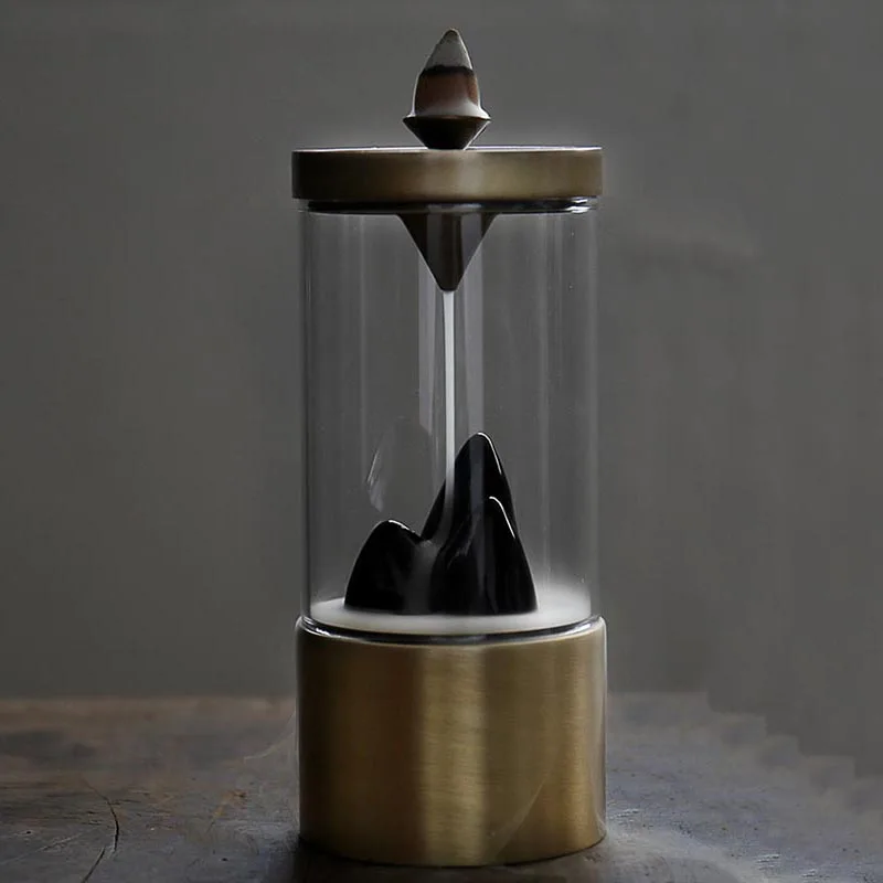 

Pure Copper Backflow Incense Burner Landscape Censer Sandalwood Aromatic Stove Creative Decor Crafts Souvenir with Gift Box