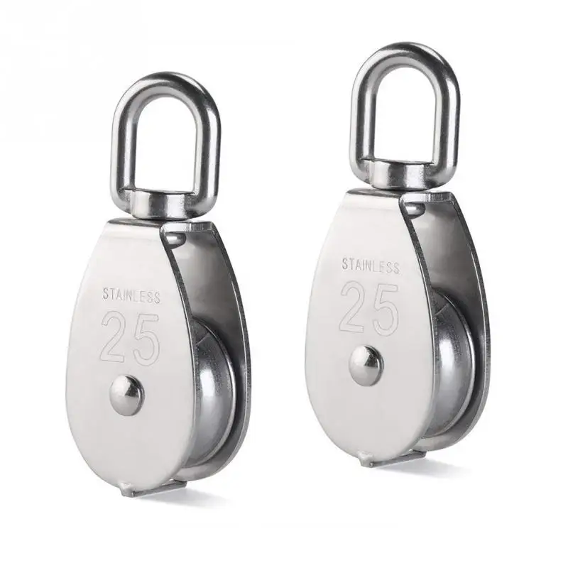 2pcs Pulley Roller Block Swivel Pulley Cord Hoist Rope Crane Sheave 304