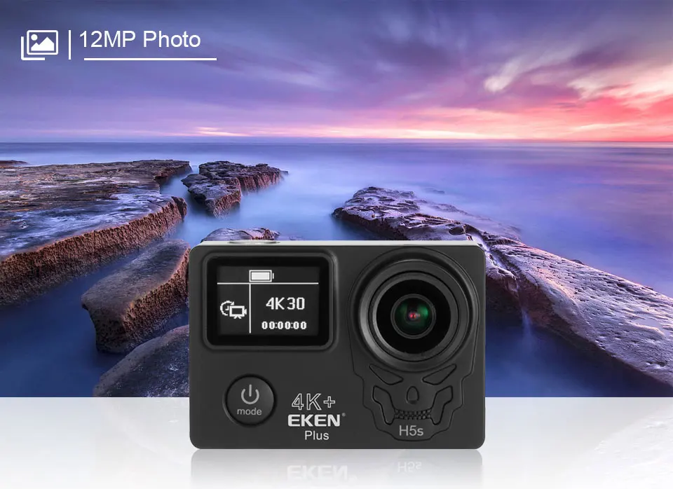 Экшн-камера EKEN H5S Plus HD 4K 30FPS с чипом Ambarella A12 внутри 30 м, водонепроницаемая, 2,0 дюйма, сенсорный экран EIS go, Спортивная камера pro