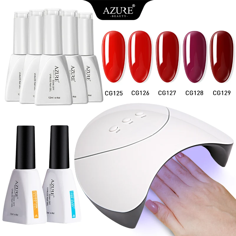 

Azure Beauty 8PCS/LOT Nail Dryer Kit Nail Gel Polish Soak Off UV/LED Semi Permanent Led Gel Long Lasting Shiny Color Gel