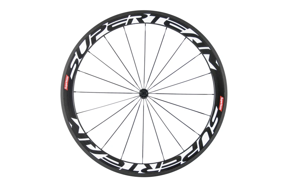 Perfect Superteam 50mm carbon wheels 700c clincher 23mm road bike wheelset in glossy finish with powerway hub 3