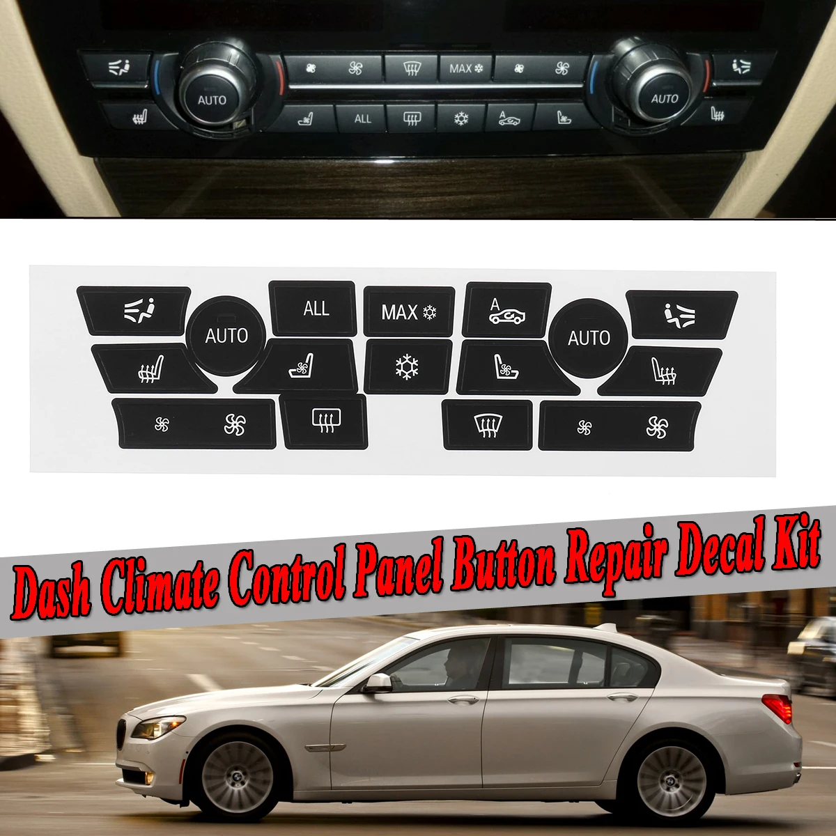

Car Sticker AC Climate Control Button Sticker Panel Button Repair Decal Kit For BMW 7Series Button Repair Fix Faded Ugly Buttons