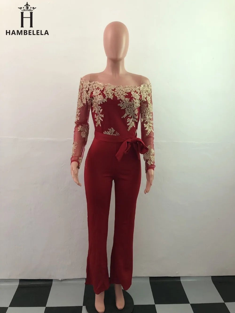 HAMBELELA 2018 Sexy Off Shoulder Women Jumpsuit Slash Neck Lace Patchwork Autumn Winter Bodysuit Bodycon Casual Playsuit Rompers (5)