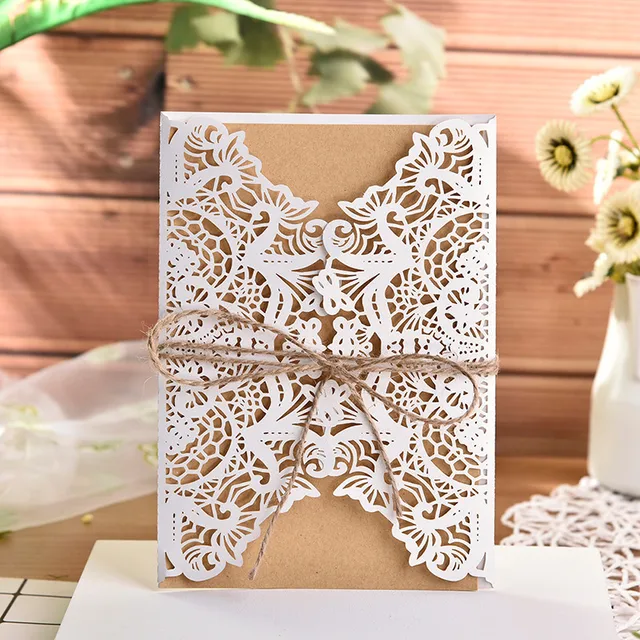 10pcs lot elegant invitation card flower delicate carved lace elegant invitation cards