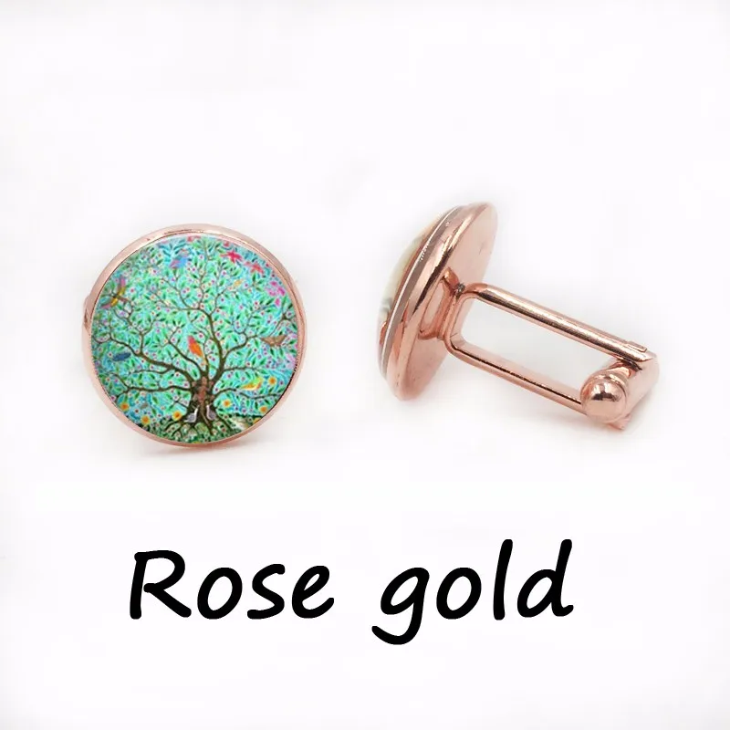 Hot Tree cufflinks birds life cufflinks for her forest handmade cufflinks Wood leaves Art Glass Dome cufflinks