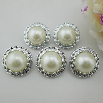 

(PB77 22mm)100pcs Shiny Ivory Pearl Plastic Resin Button For Scrapbooking