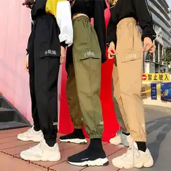 Женские брюки 2019 широкие брюки Длинные повседневные брюки карго цепи в одежде для женщин уличные джинсы Охота Pantalon Femme XM533
