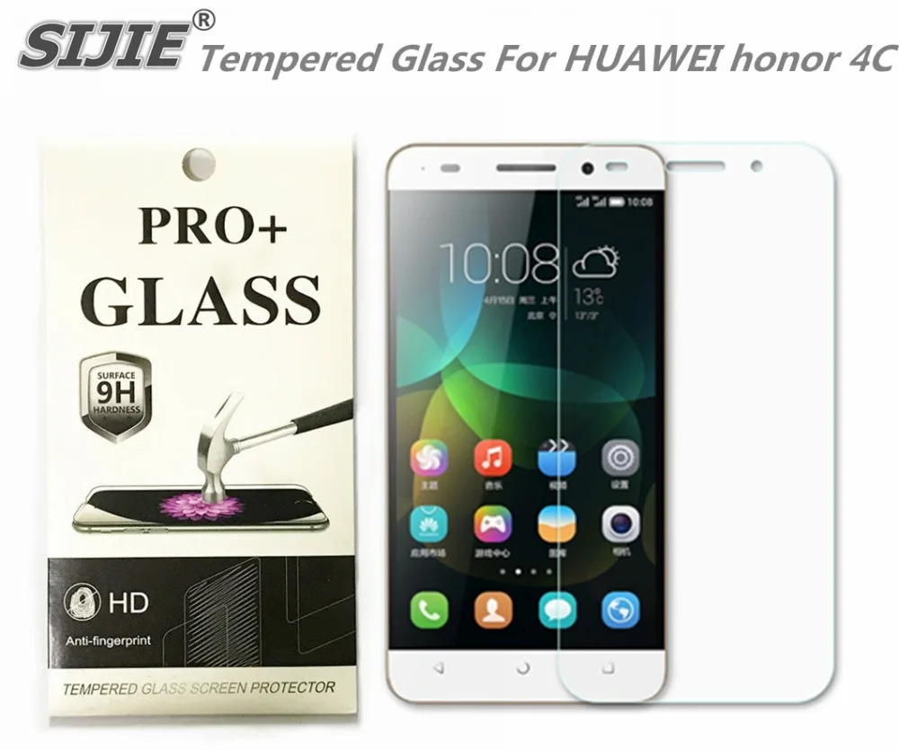 

SIJIE Tempered Glass For HUAWEI honor 4C 2.26mm Screen Protector front stronger 9H hardness thin discount with Retail Package