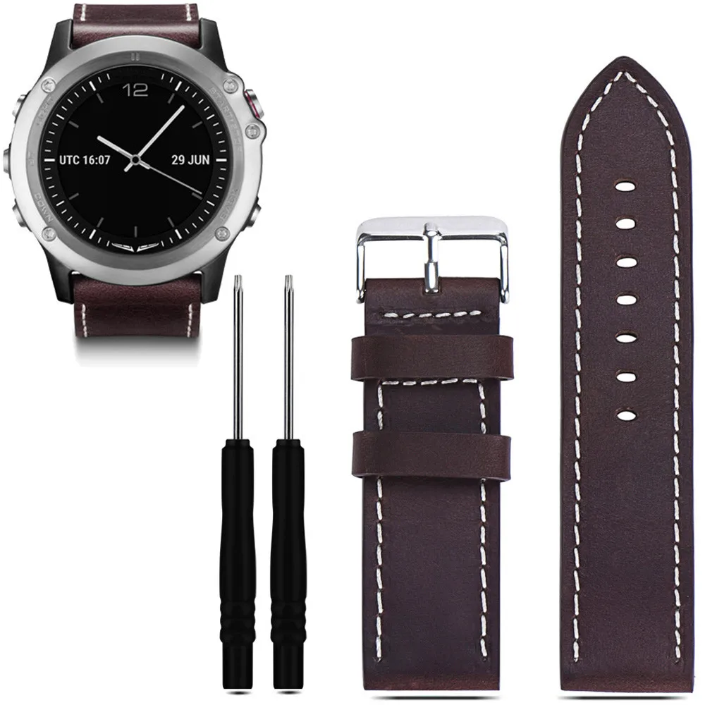 

2016 Hot Sale High Quality Luxury Leather Strap Replacement Watch Band With Tools For Garmin Fenix 3 Wrist Watch Band