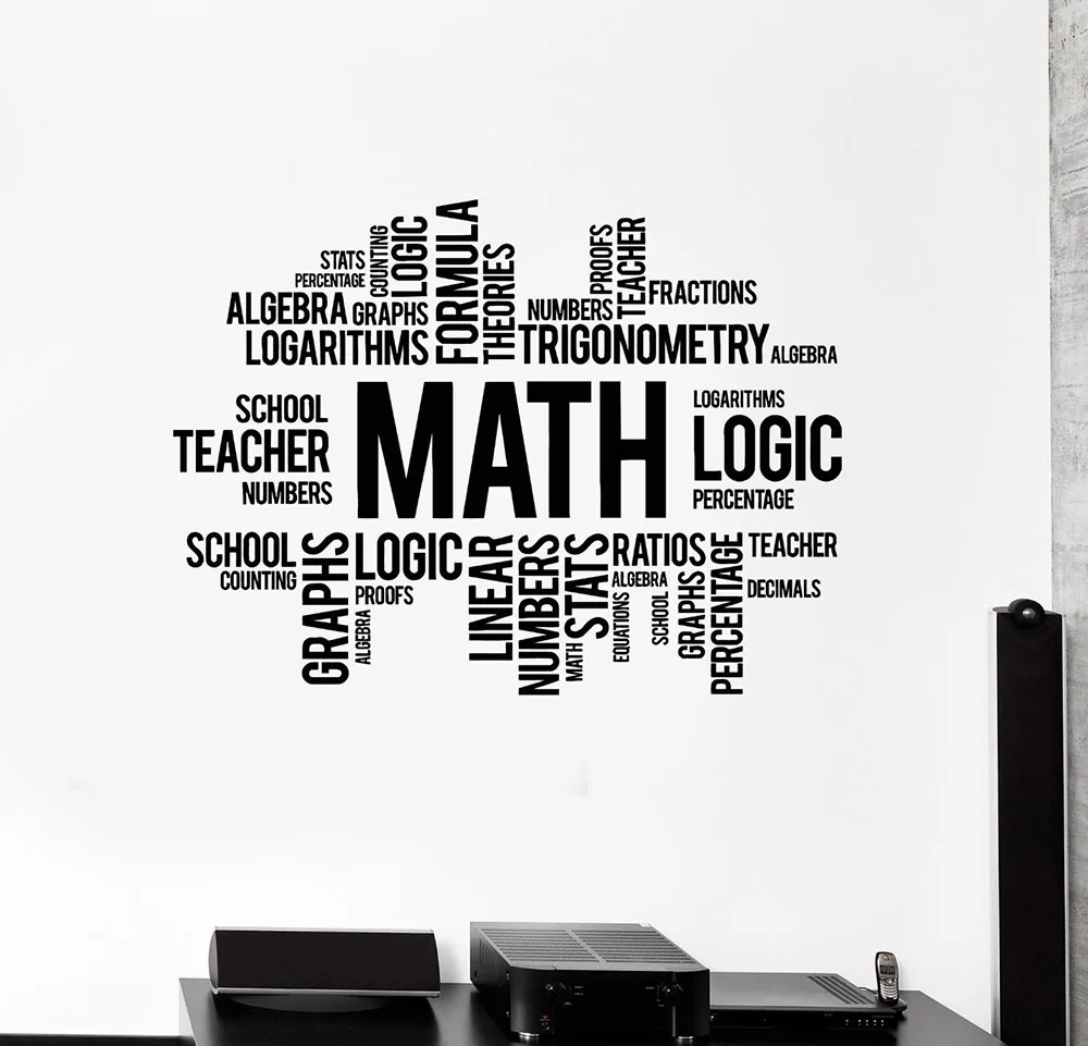 

Math Words Cloud Vinyl Art Wall Decals School Decor Science Stickers Bedroom Wall Sticker Home Decoration Children's Room D570