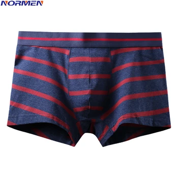 

NORMEN (3 Pcs/Lot) Men's Fashion Striped Boxers Cotton Comfortable Trunks Sexy Underwear Breathable Gay Underwear