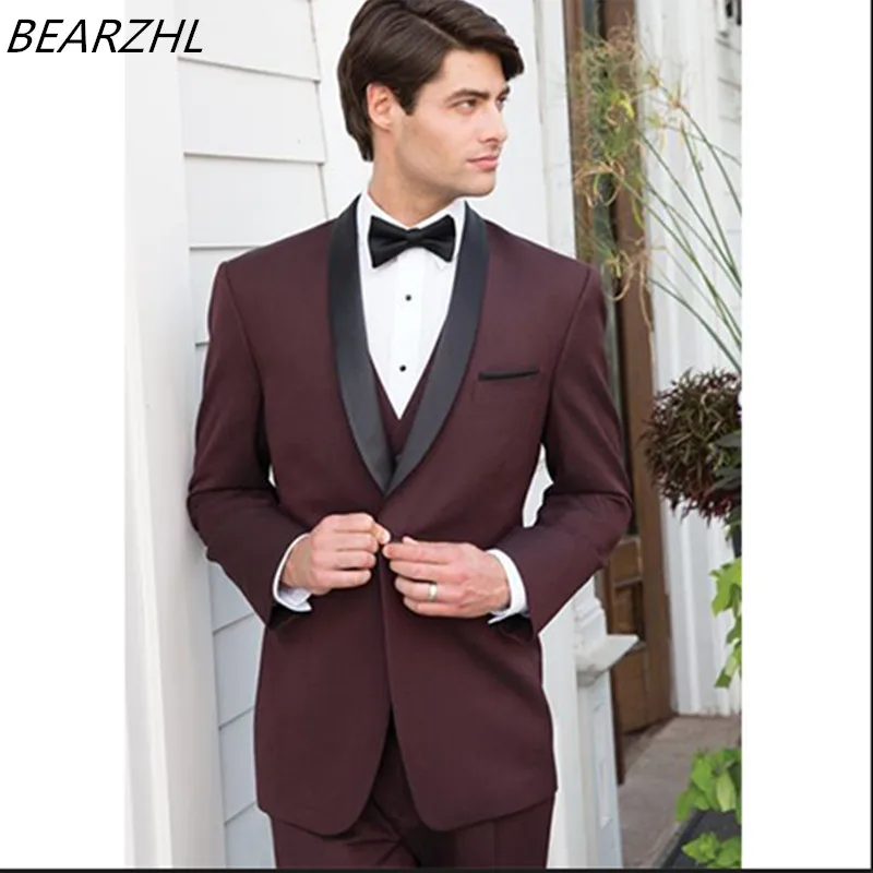 Moderne Slim Fit Costumes Hommes Bordeaux Smoking Veste Trois Pieces Costumes Pour Mariage Vetements De Ceremonie 2020 Aliexpress