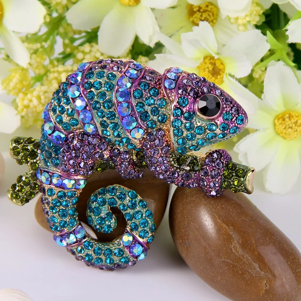 Брошь в виде хамелеона для женщин и мужчин золотистая|crystal rhinestone brooch|rhinestone broochbrooch
