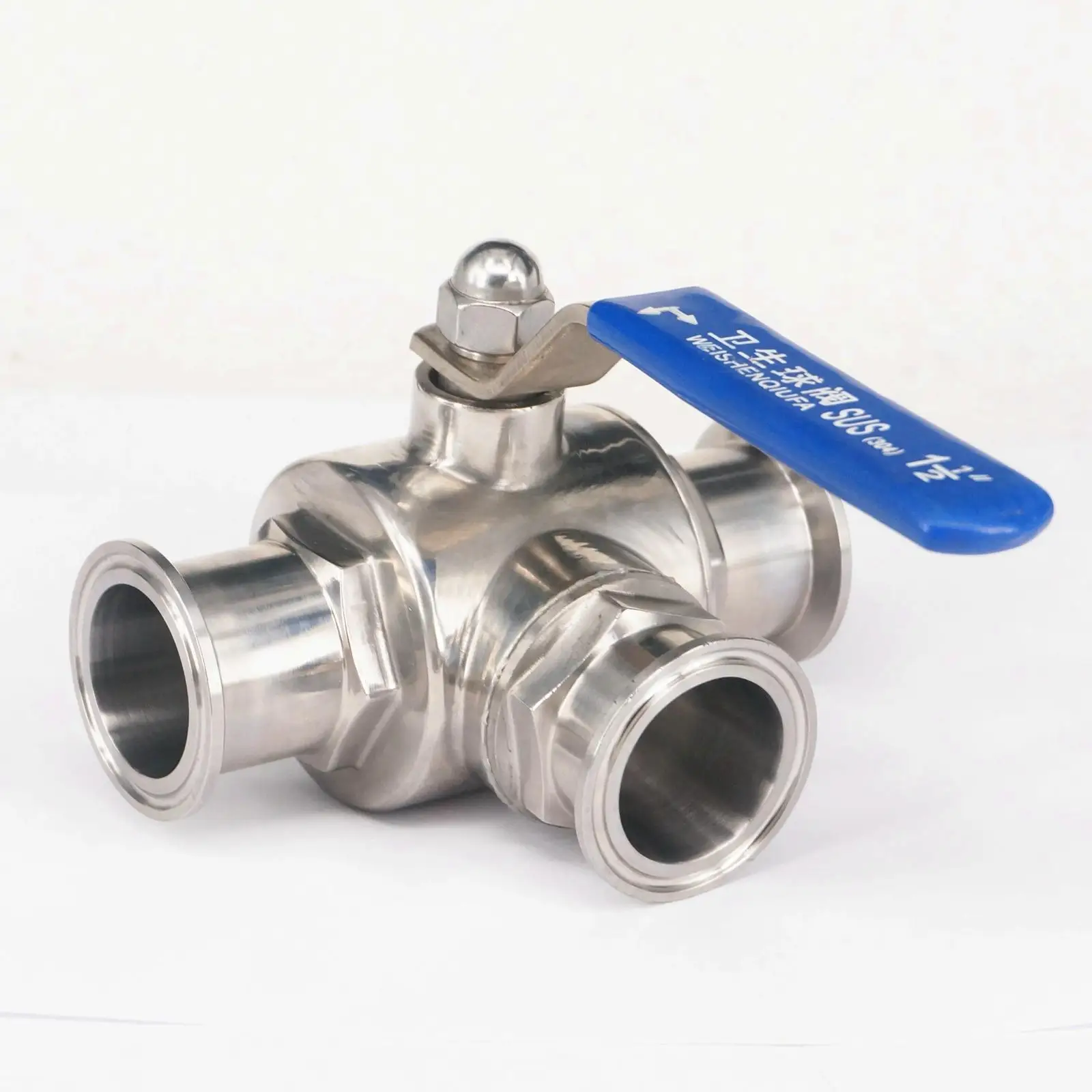 1 1/2" 38mm 304 Stainless Steel Sanitary 3 Way L port Ball Valve Tri