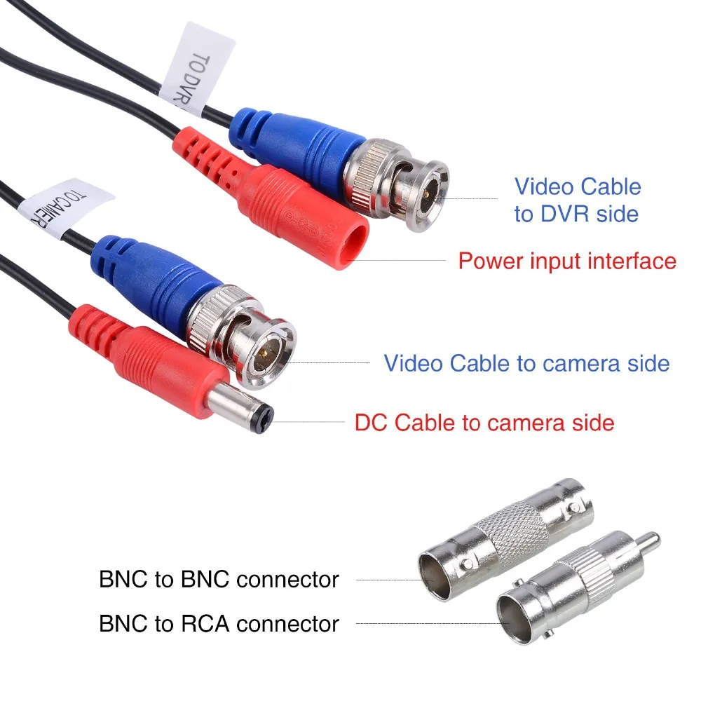 SANNCE 4PCS a Lot 30M 100 Feet BNC Video Power Cable For CCTV AHD Camera DVR Security System Black Surveillance Accessories