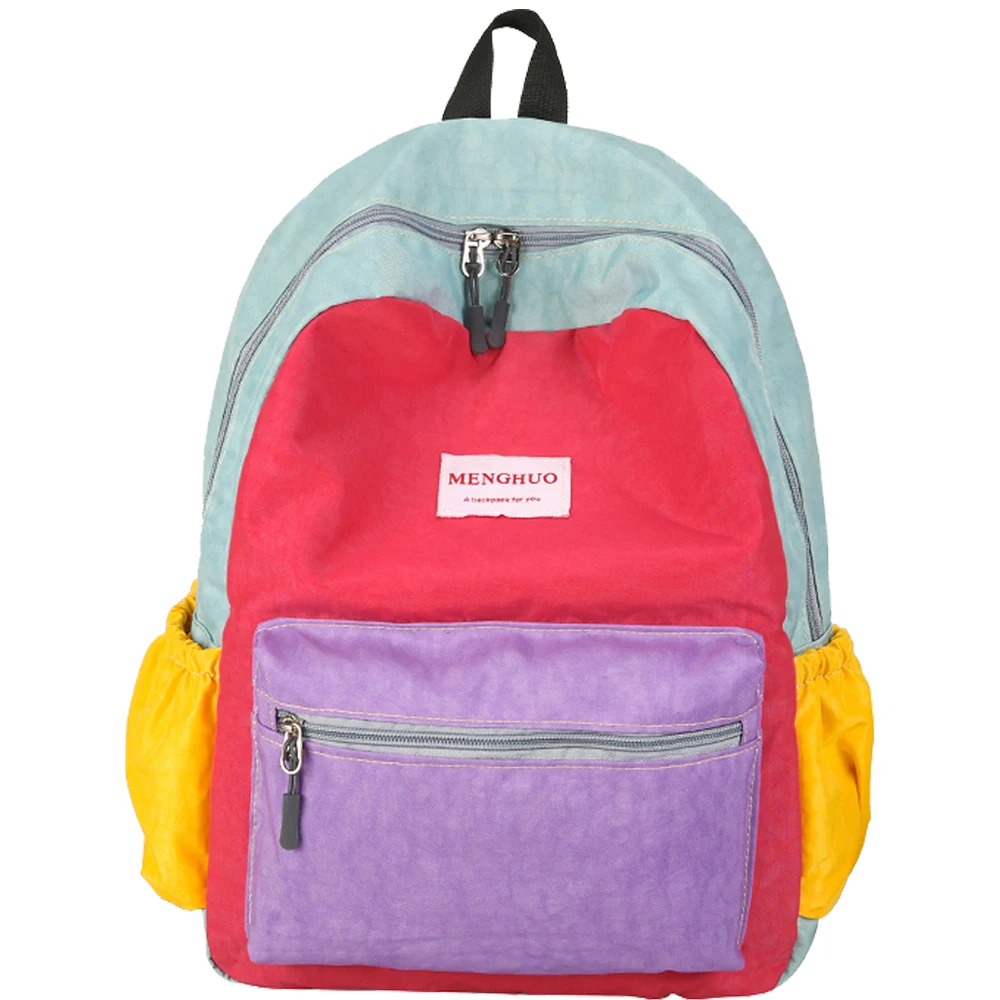 Menghuo marca 2017 mujeres preppy macarons paneles impermeable nylon mochila moda compras Bolsas de viaje mochila