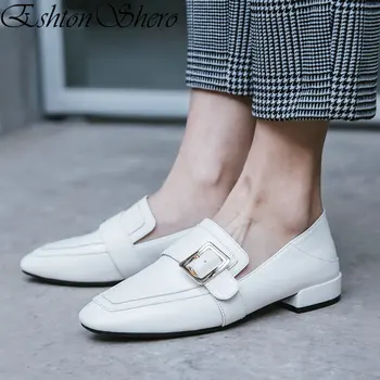 

EshtonShero Summer Women's Shoes Woman Pumps Leather+PU Square Low Heels Platform Pointed Toe Ladies Wedding Shoes Size 34-40