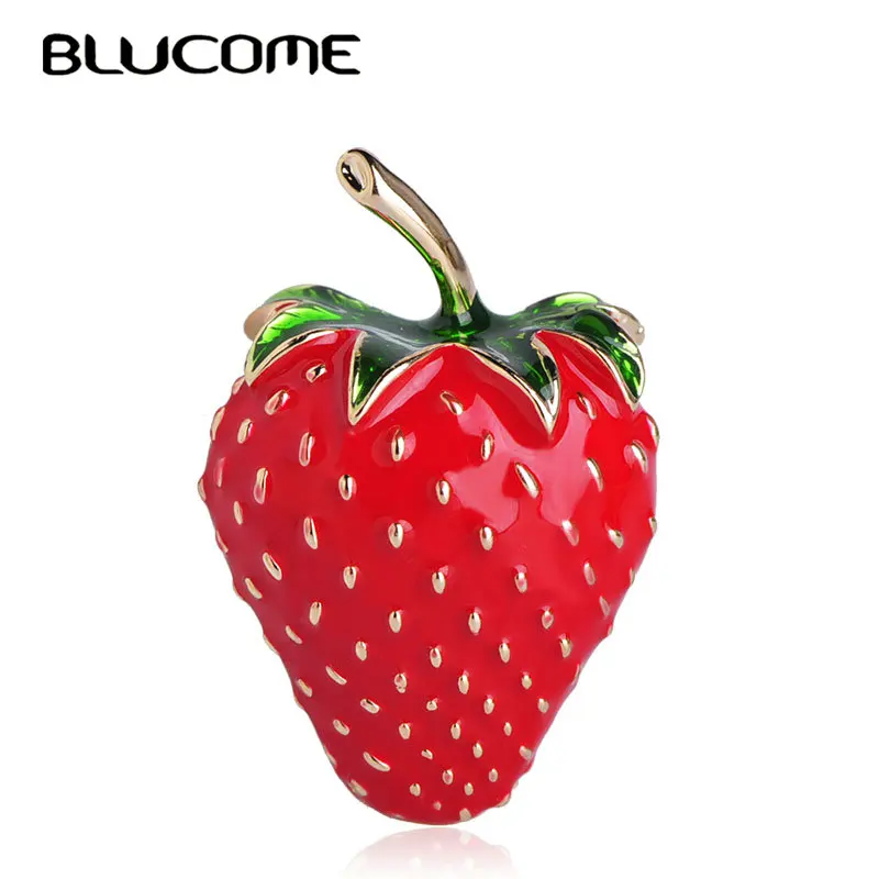 Женская брошь в форме фрукта Blucome красная эмалированная клубники аксессуар для