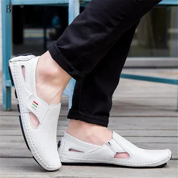 

BJYL 2019 Summer Men Shoes Loafers Man Leather Shoes Tenis Adult Classic Handmade Slip On Driving Casual Shoes 37-48 B17
