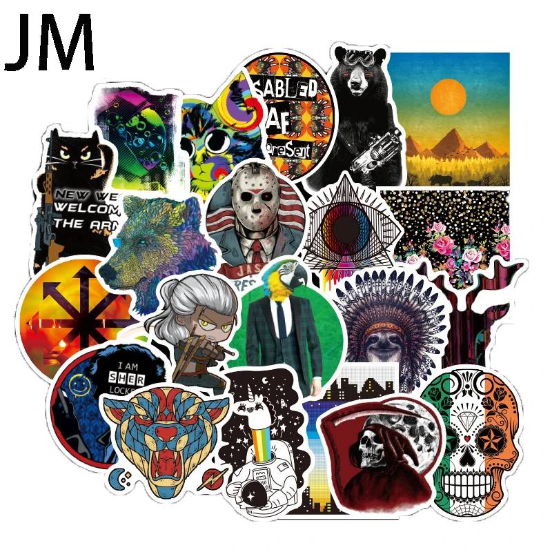 

50Pcs Random Mix Sticker Fashion Style Doodle Sticker Motorcycle Suit Cool Laptop Skate Applique