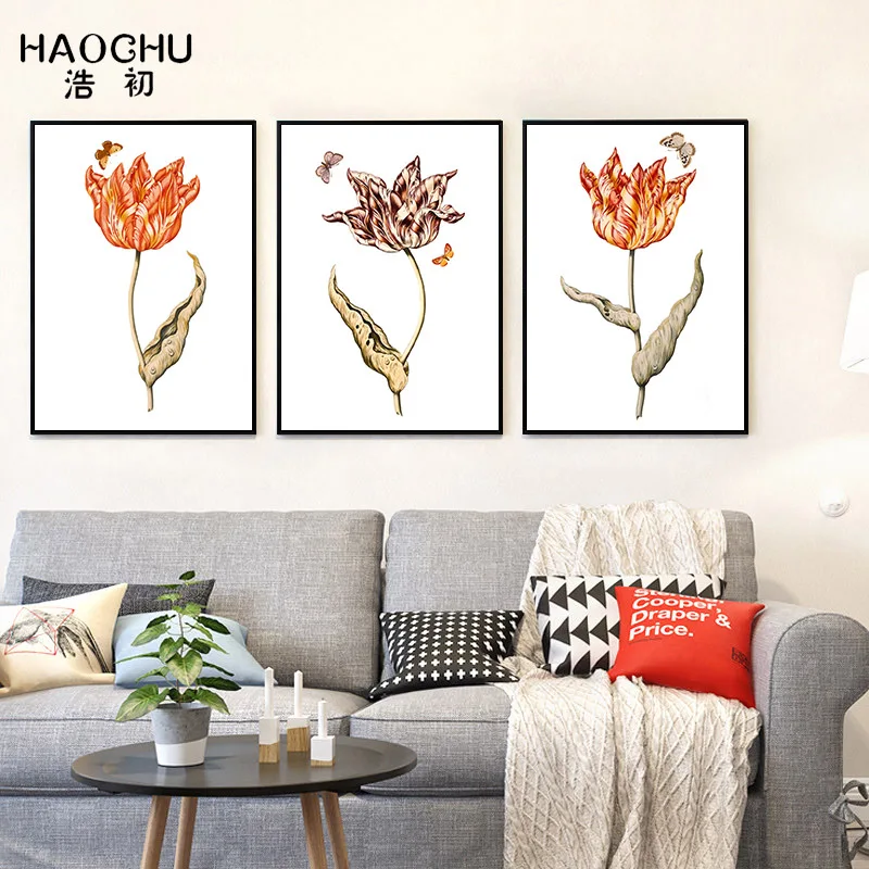 

HAOCHU Nordic Home Decor Canvas Painting Flower Posters and Prints Modern Wall Pictures For Living Room Canvas Oil Painting