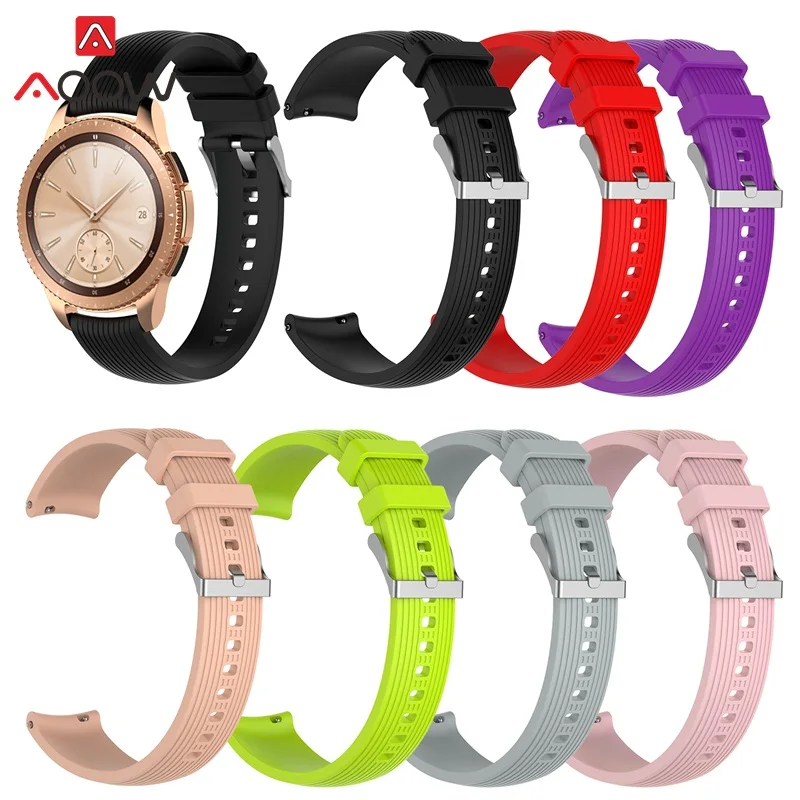 

AOOW Silicone Watchband for Samsung Galaxy Watch 42mm Version Striped Replacement Bracelet Band Strap for SM-R180 20mm