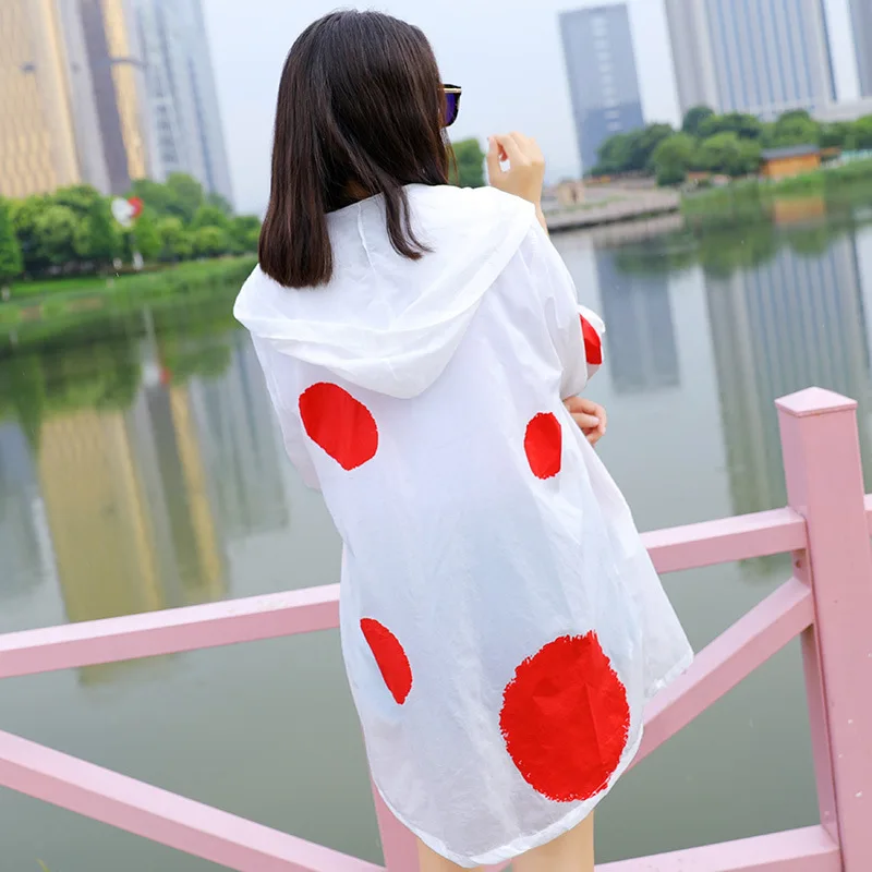 Sun Protection Clothing Female Long Loose Large Size Anti-UV Thin Section Beach Wave Point Womens Jacket