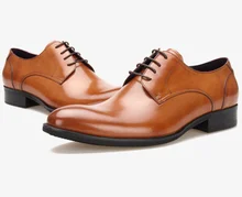 Fashion new Black / Brown tan oxfords mens wedding shoes genuine leather pointed toe dress shoes mens busines shoes