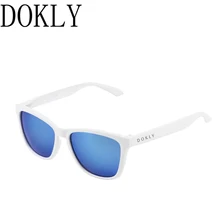 Dokly Nueva moda Gafas de Sol Hombres y Mujeres Diseño Unisex blanco azul marco de la lente gafas de Sol de Espejo Oculos Gafas de Sol Gafas De Sol