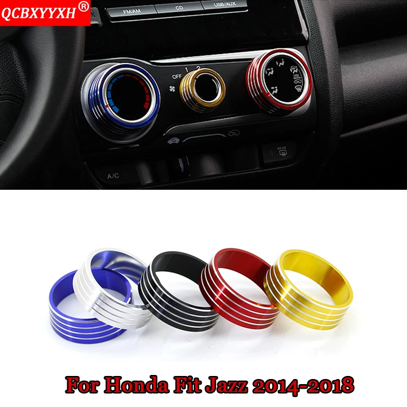 

QCBXYYXH Car Styling Navigation Air Conditional Control Switch Knob Ring Case Sequins Accessories For Honda Fit Jazz 2014-2018